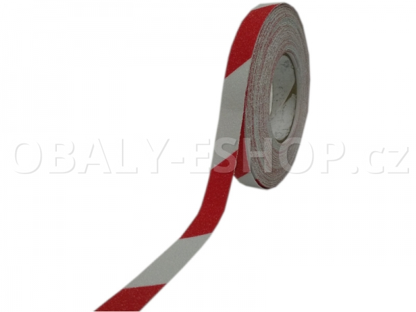 Protiskluzová samolepicí páska 25mmx18m Bílo-červená